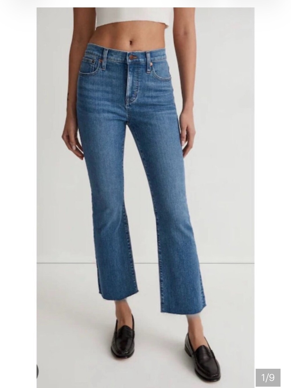 Madewell Blue Mid Rise Cropped Straight Jeans size 30